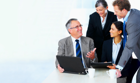 Interracial business group meeting